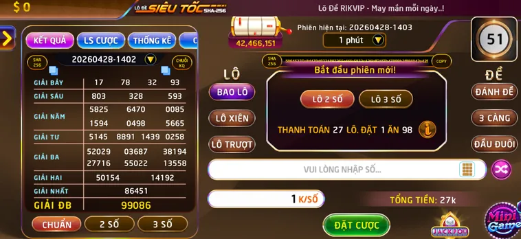 Làm Chủ Sảnh Cá Cược Lô Đề Siêu Tốc Tại RikVip Đỉnh Cao Lợi Nhuận