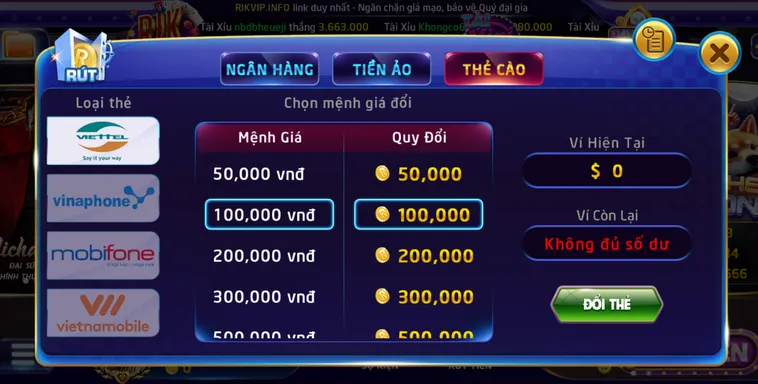 Hướng Dẫn Quy Trình Rút Tiền RikVip qua thẻ cào an toàn tiện lợi nhanh chóng.